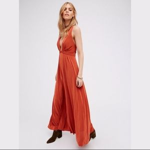 Free People New York Nights orange maxi dress S